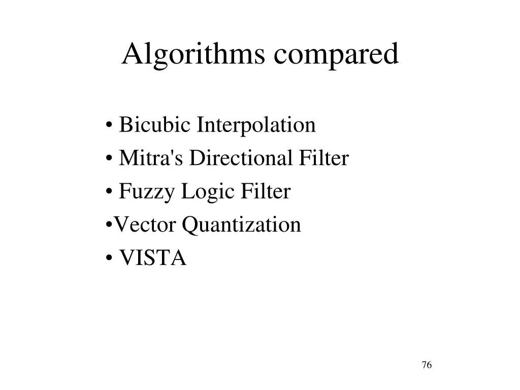 algorithms compared