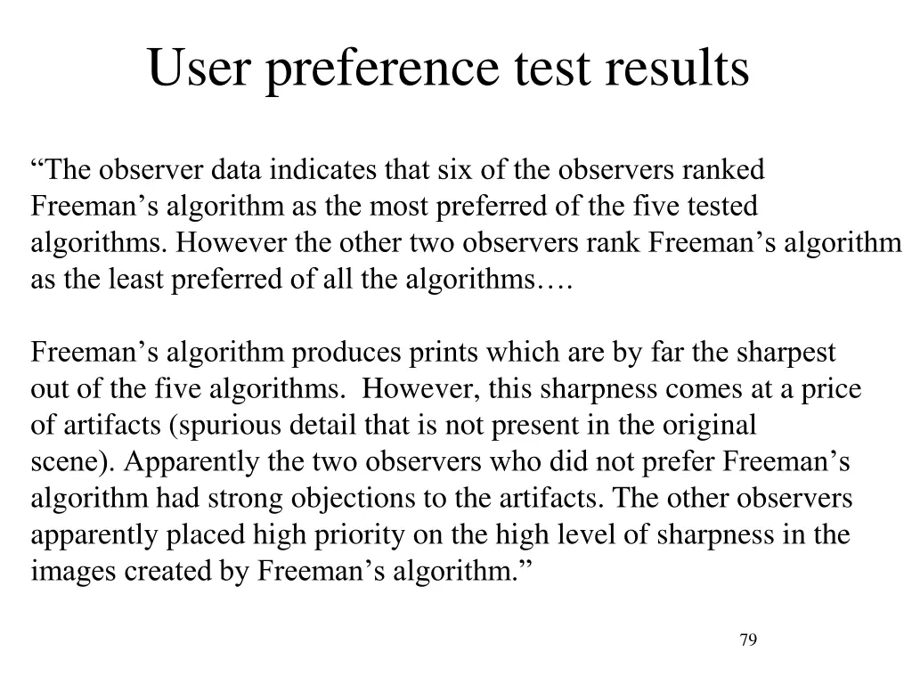 user preference test results