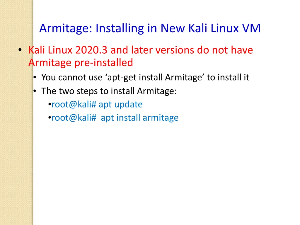 armitage installing in new kali linux vm