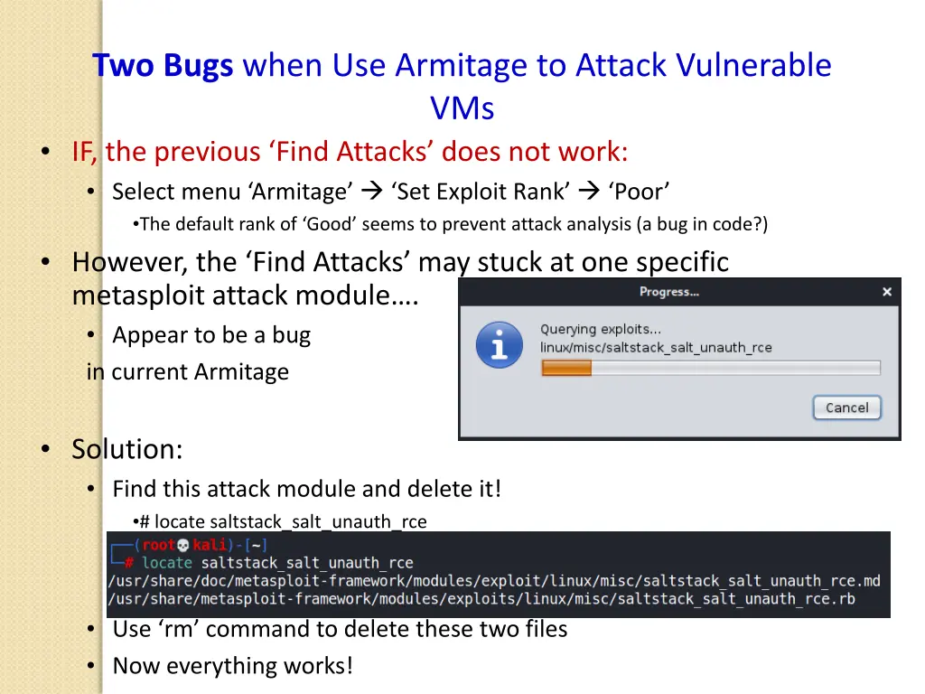 two bugs when use armitage to attack vulnerable