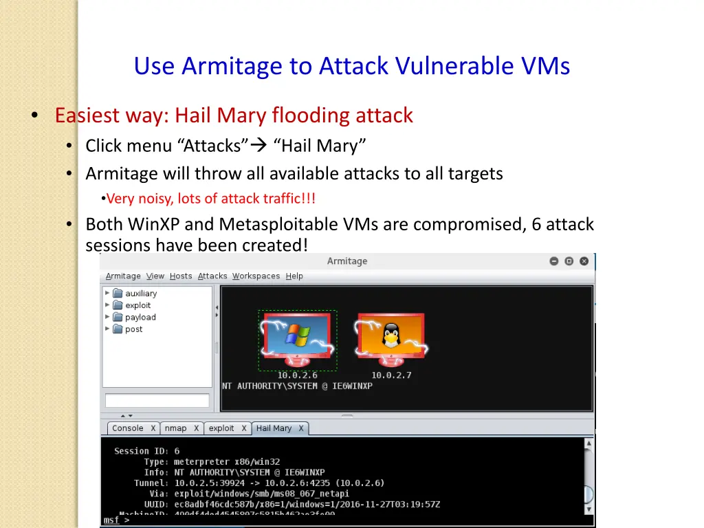 use armitage to attack vulnerable vms 6