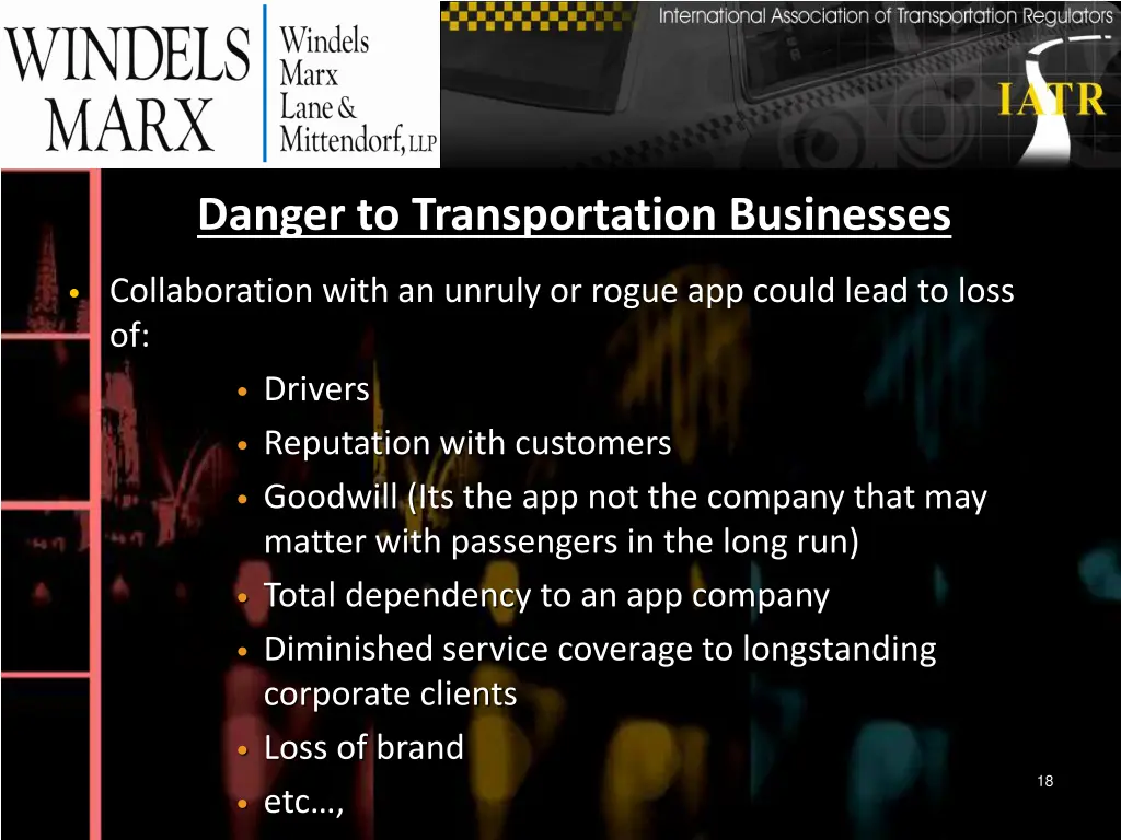 danger to transportation businesses