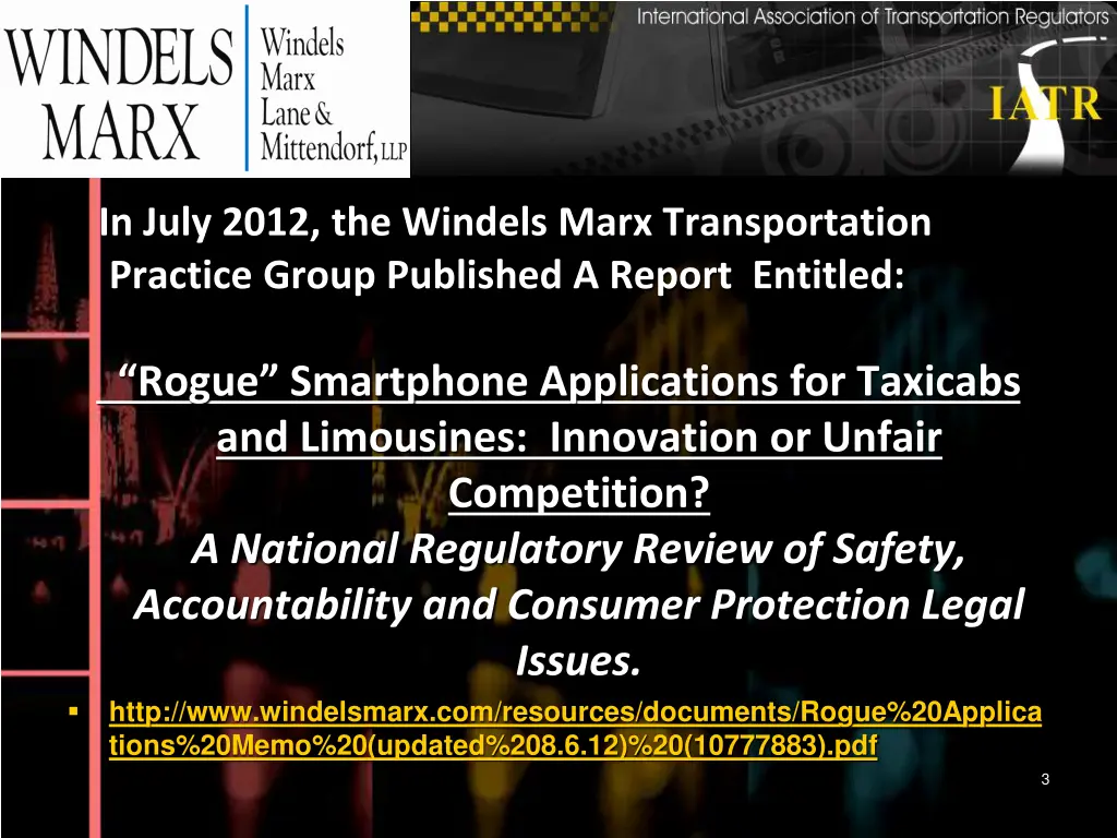 in july 2012 the windels marx transportation