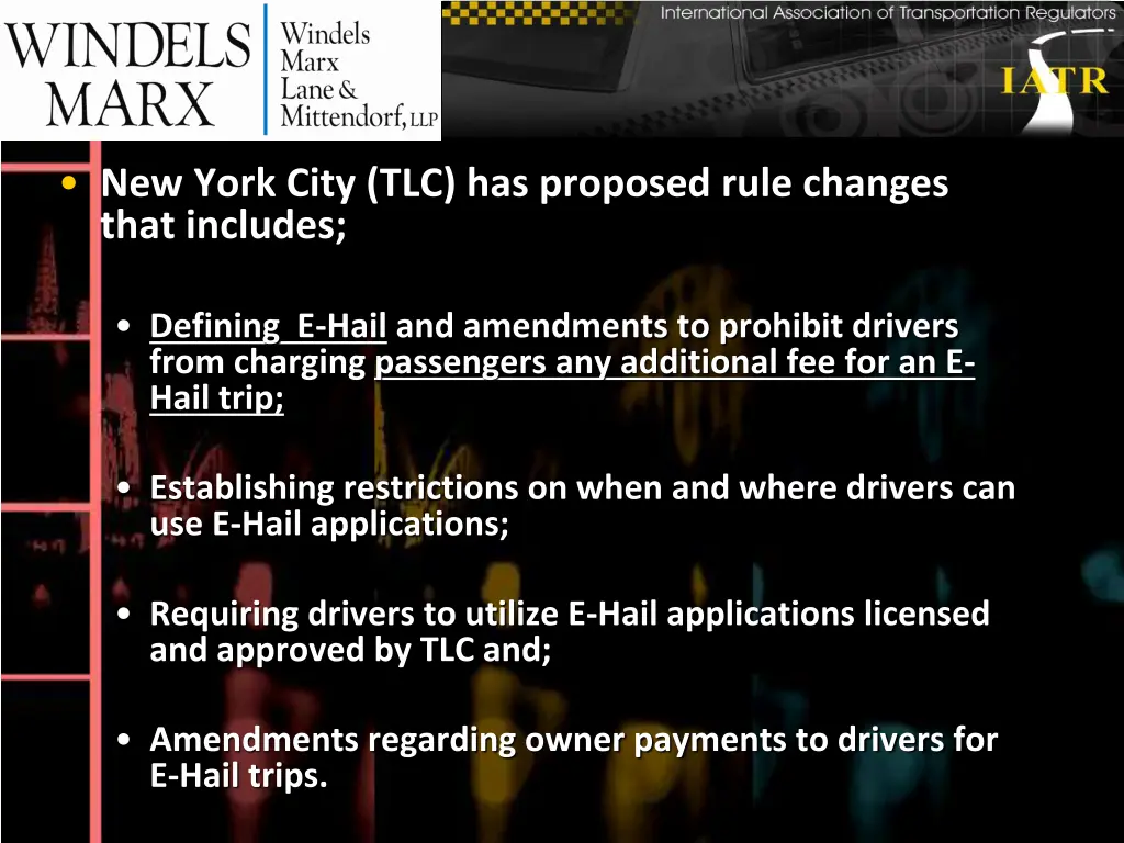 new york city tlc has proposed rule changes that