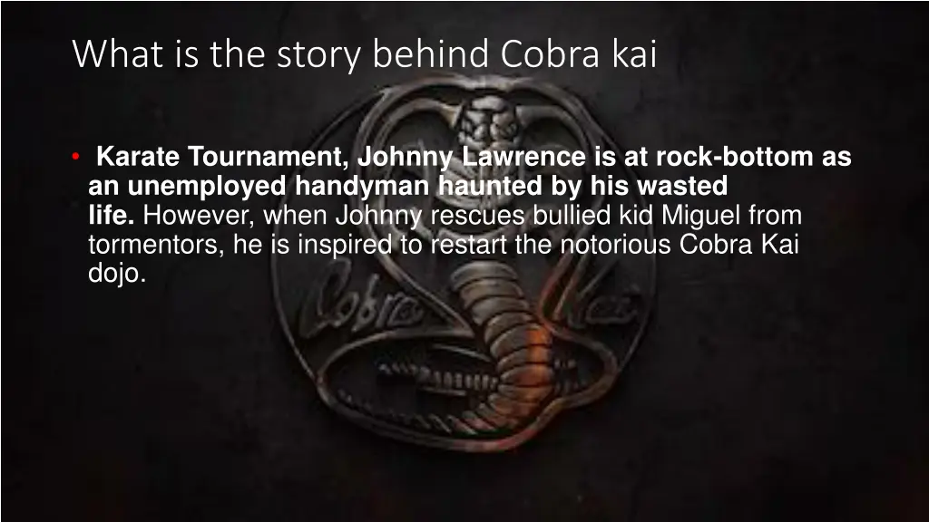 what is the story behind cobra kai