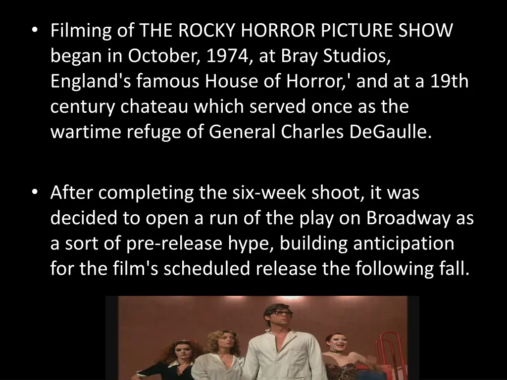 filming of the rocky horror picture show began