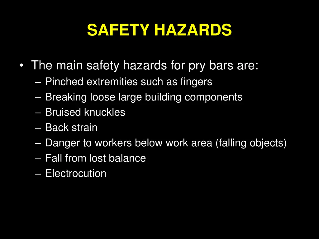 safety hazards