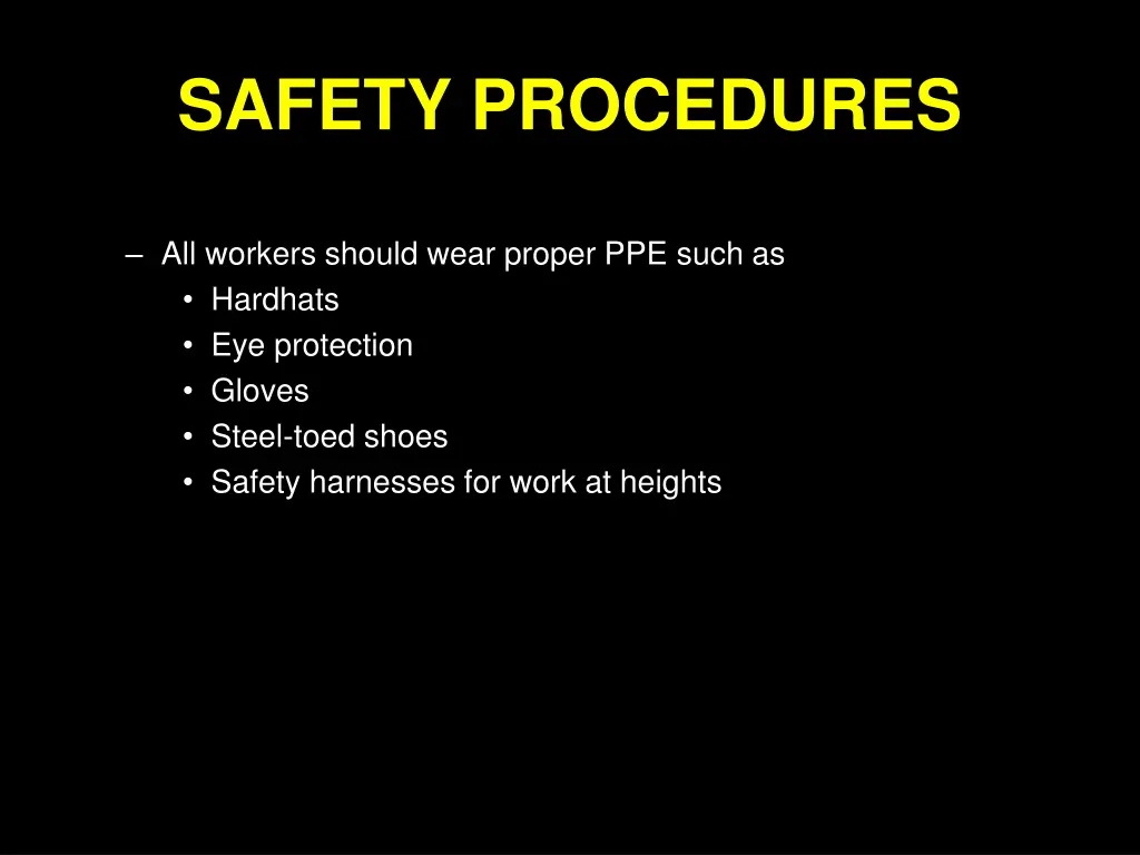 safety procedures