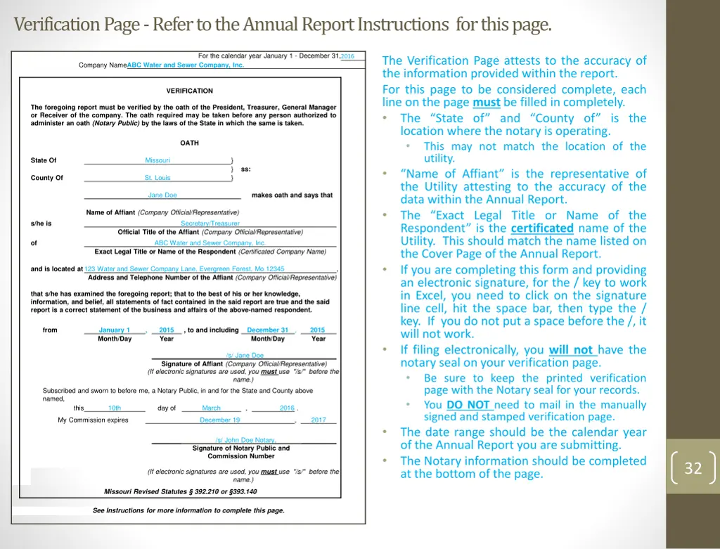 verification page refer to the annual report