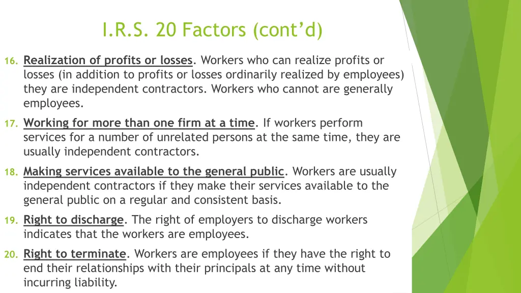 i r s 20 factors cont d 2