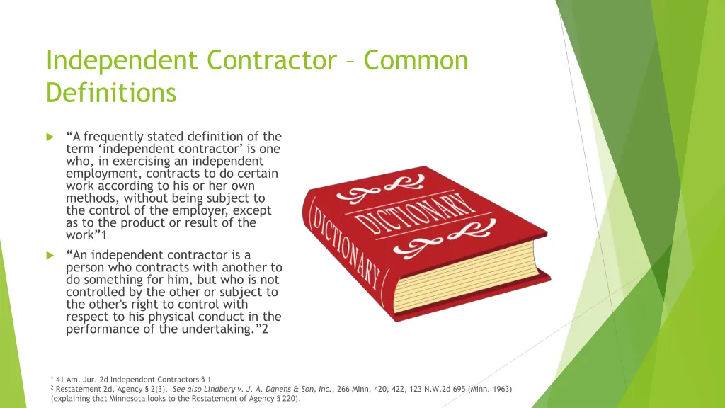 independent contractor common definitions