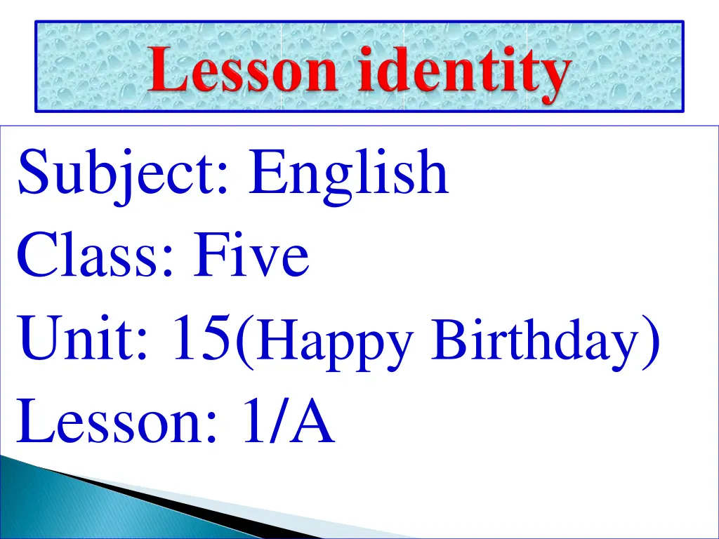 subject english class five unit 15 happy birthday