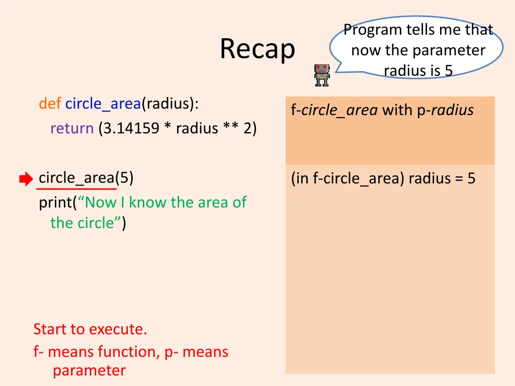 program tells me that now the parameter radius