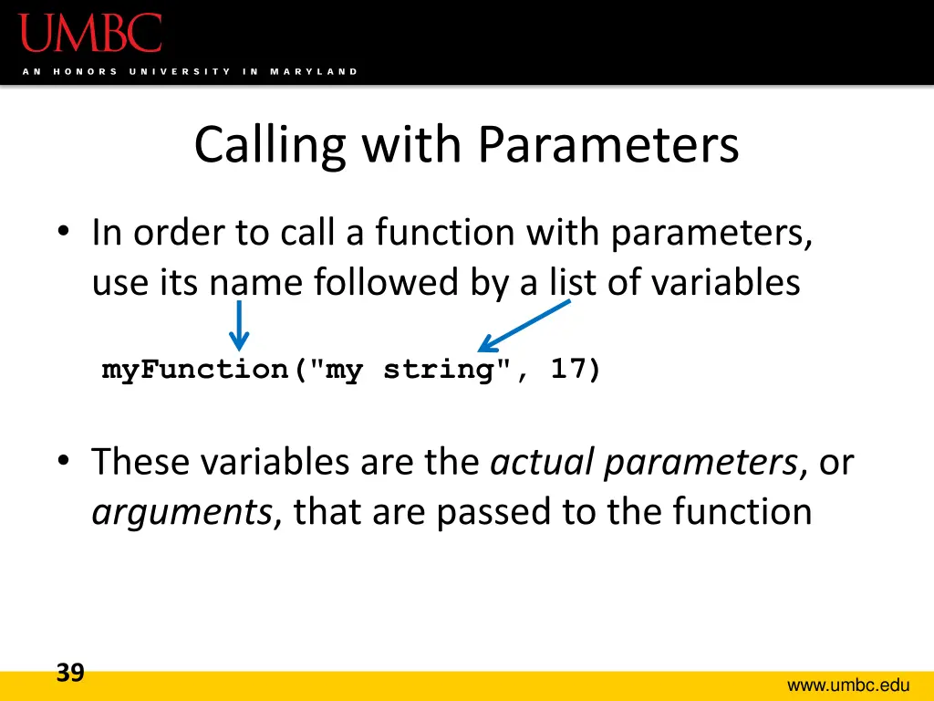 calling with parameters