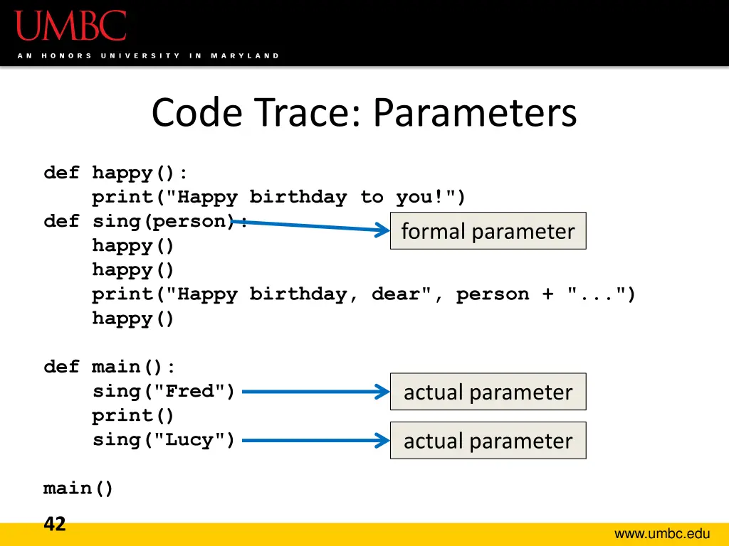 code trace parameters 1