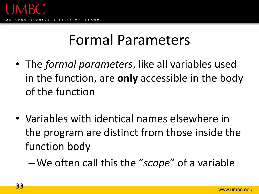 formal parameters