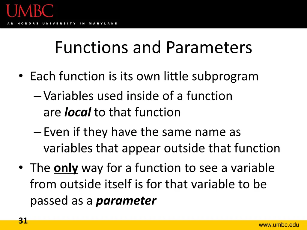 functions and parameters