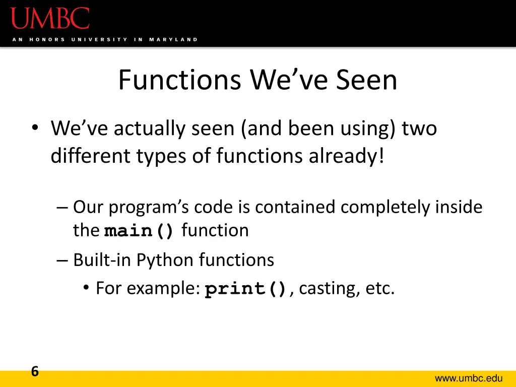 functions we ve seen