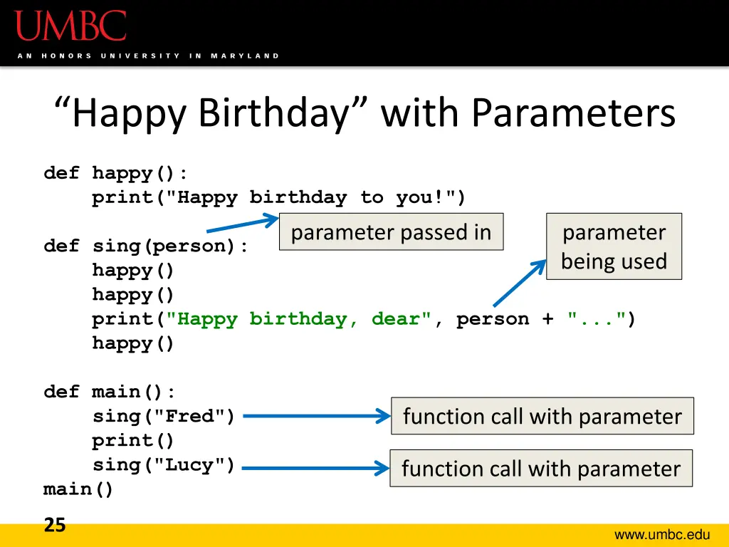 happy birthday with parameters 1