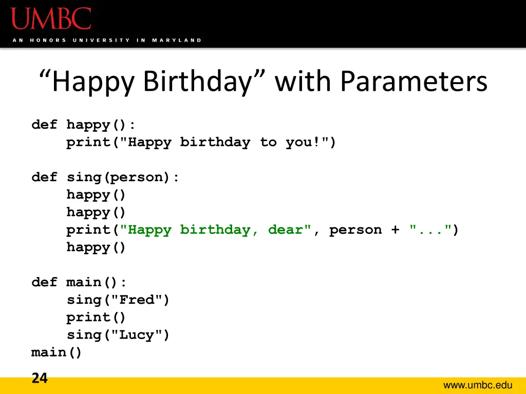 happy birthday with parameters