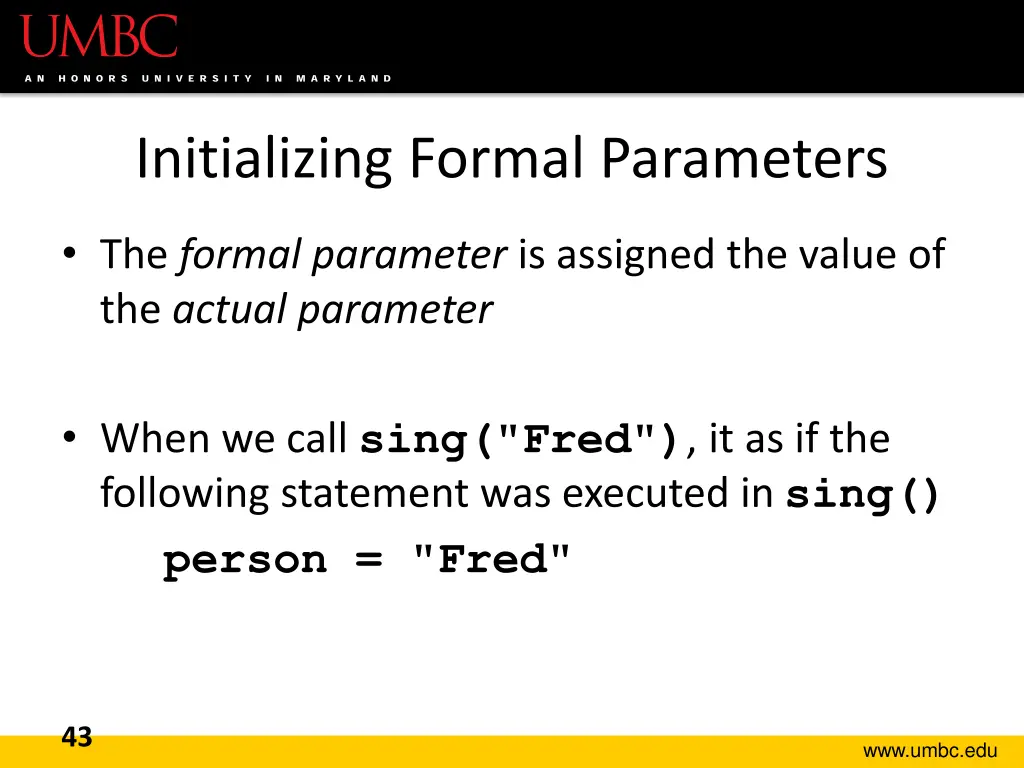 initializing formal parameters