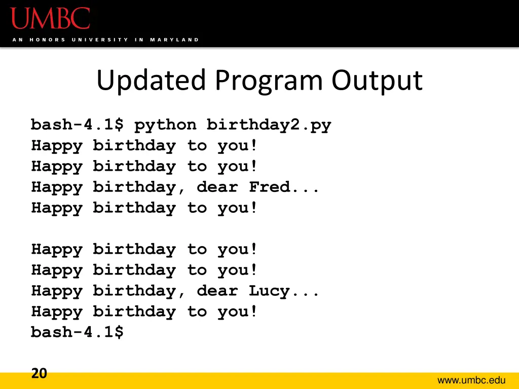 updated program output 1