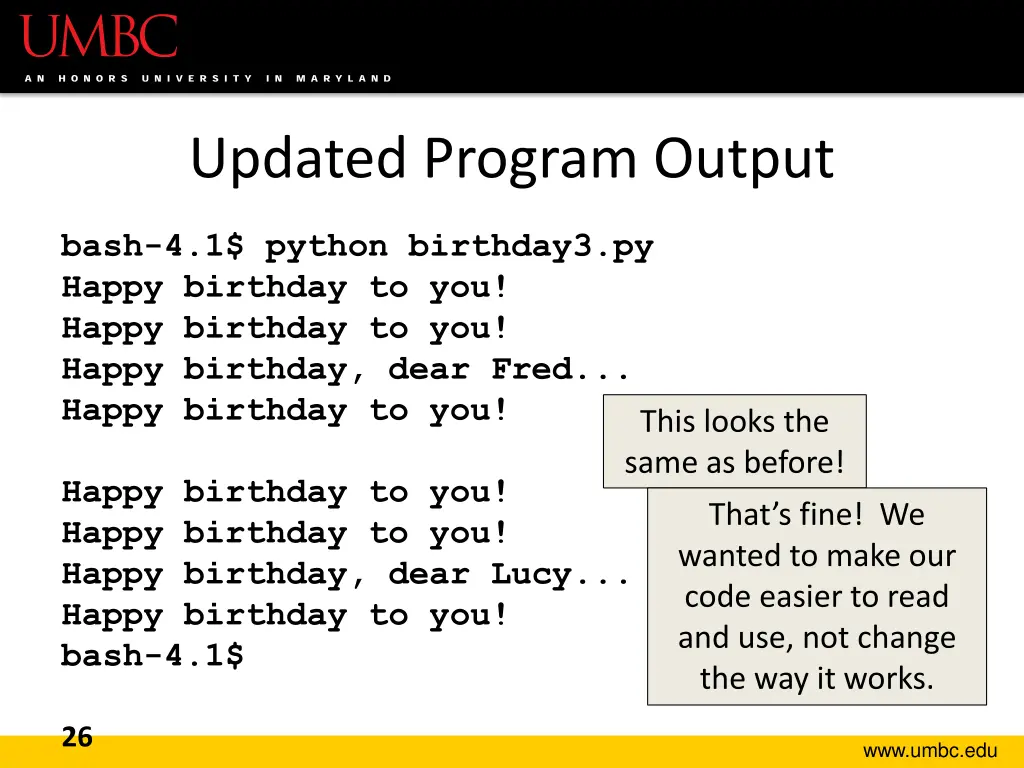 updated program output 2