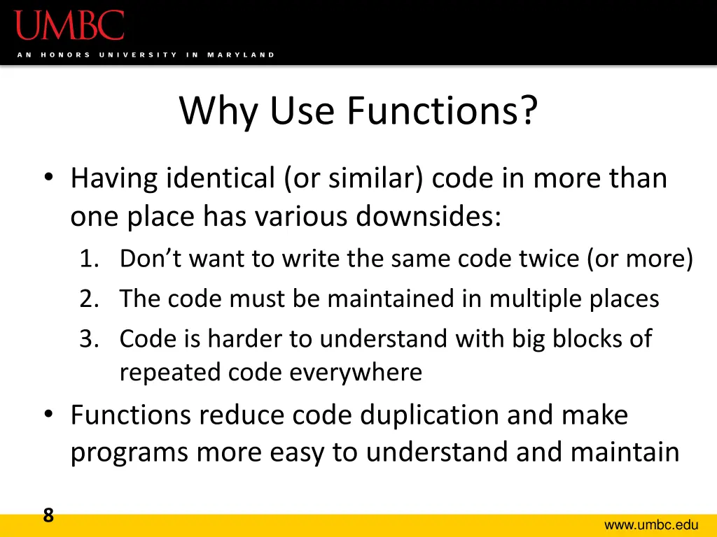 why use functions