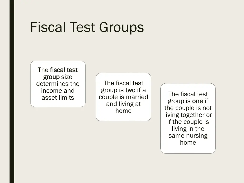 fiscal test groups