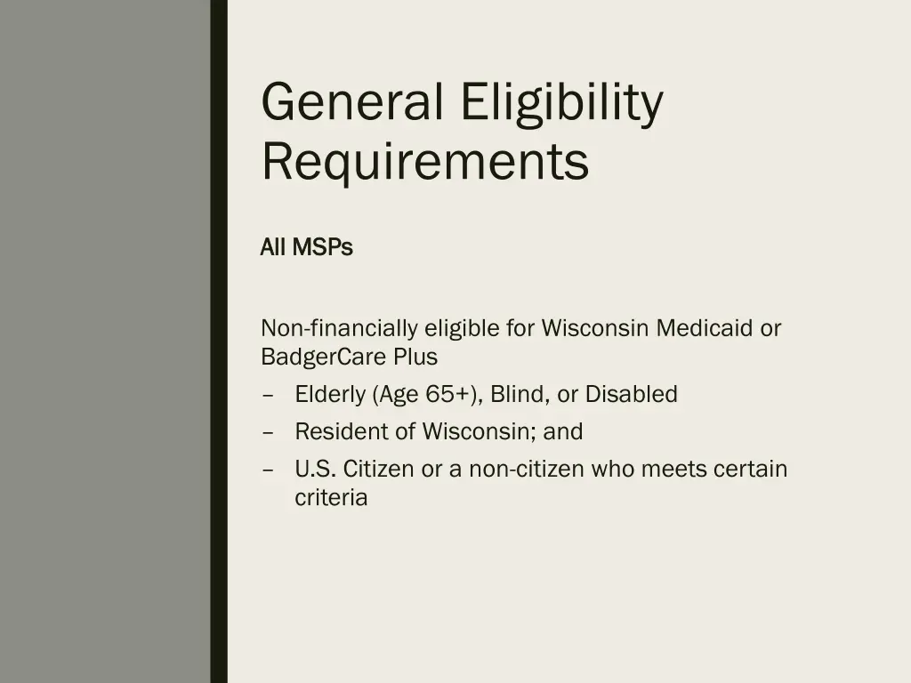 general eligibility requirements