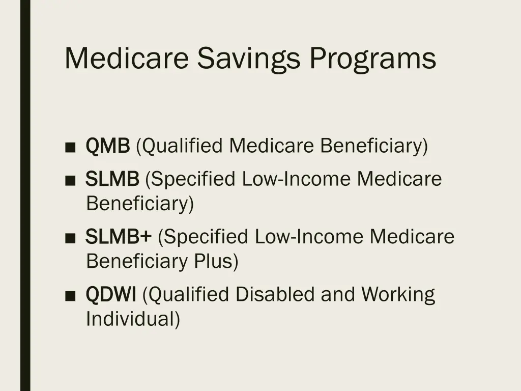 medicare savings programs