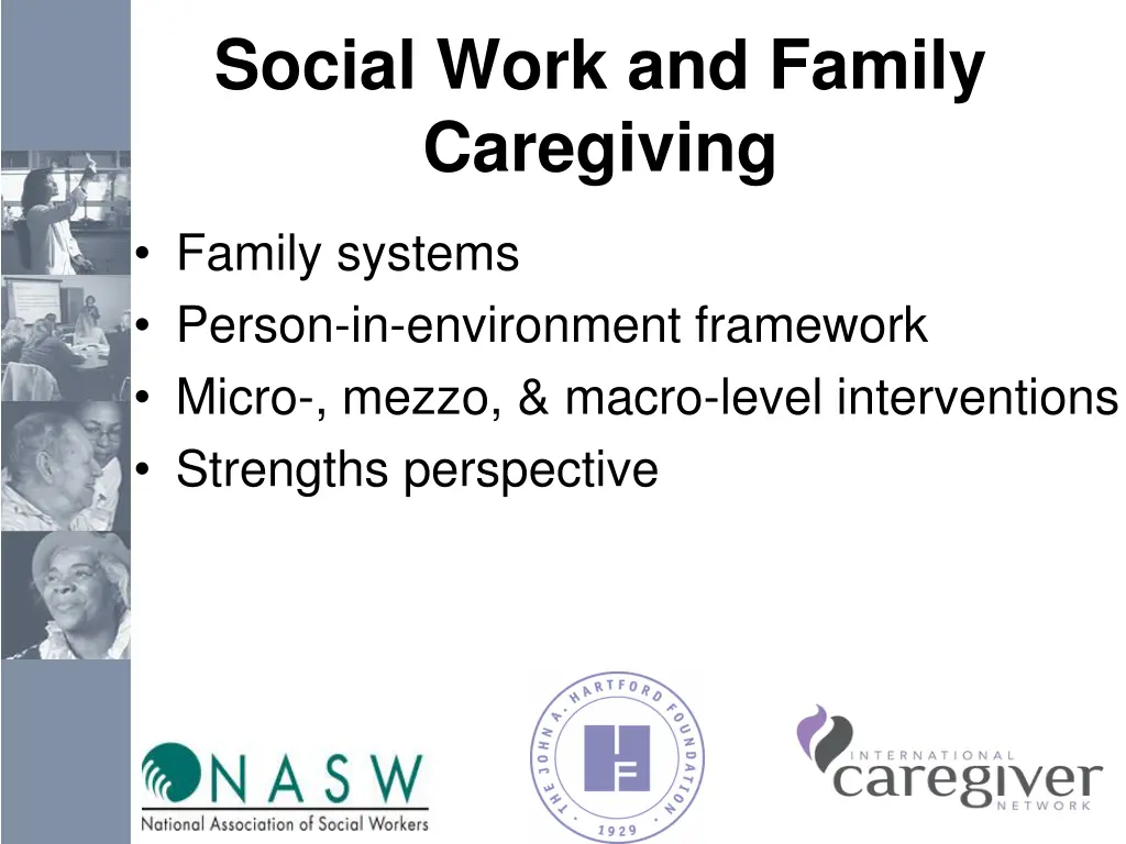 social work and family caregiving