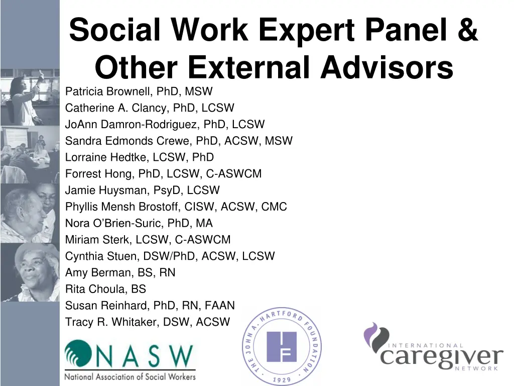 social work expert panel other external advisors