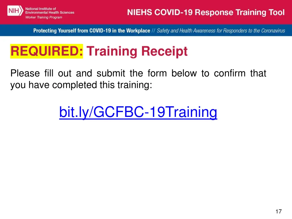 required training receipt