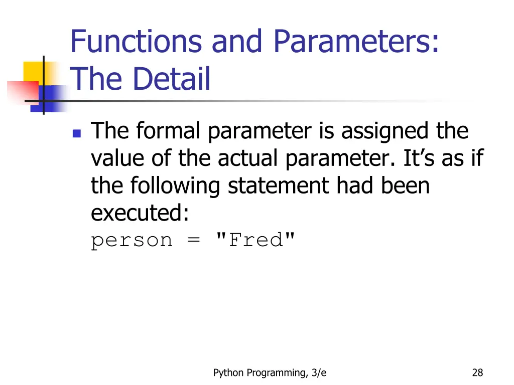 functions and parameters the detail