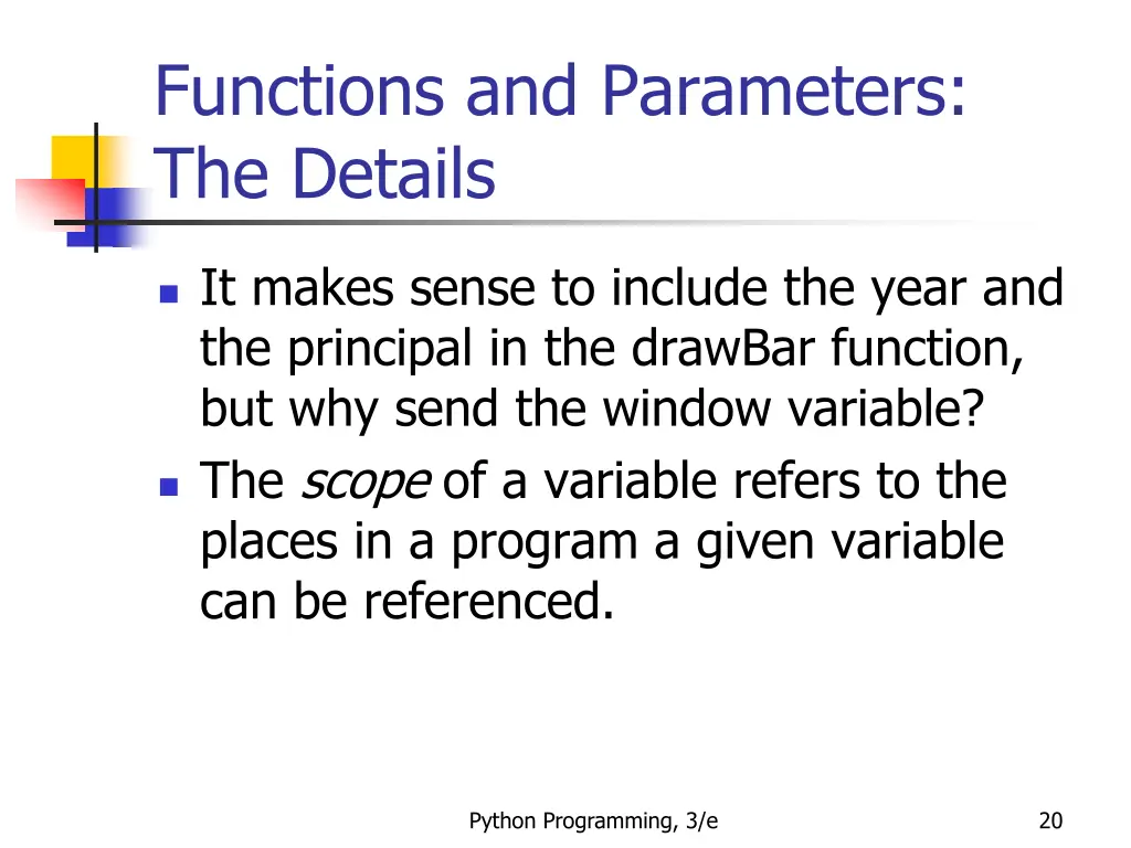 functions and parameters the details