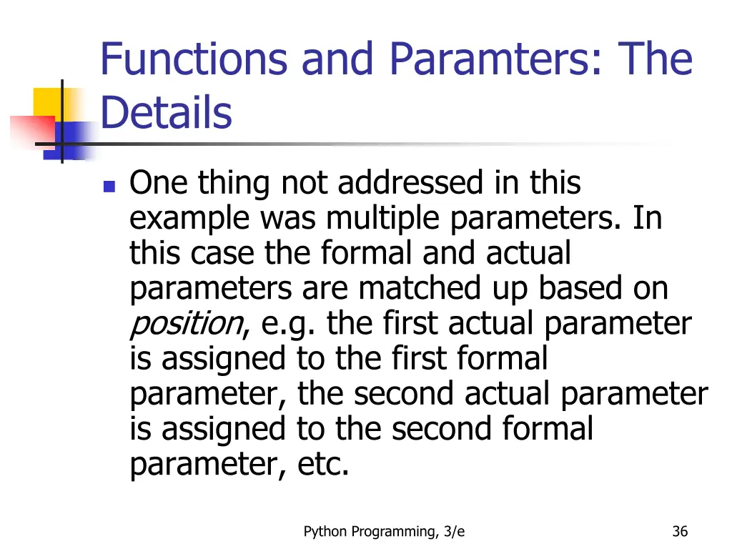 functions and paramters the details