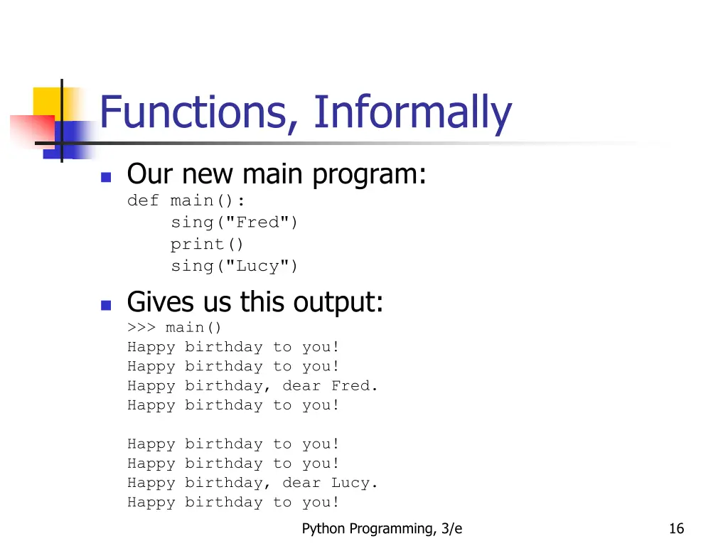 functions informally 10