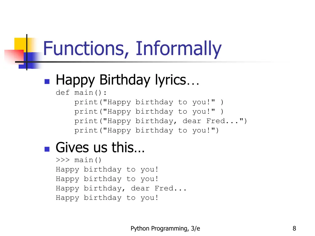 functions informally 2