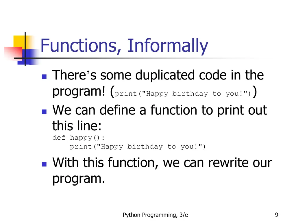 functions informally 3