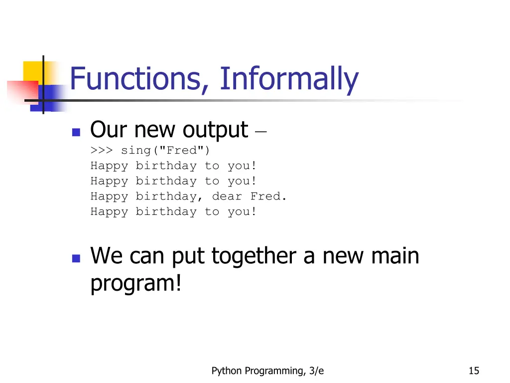 functions informally 9