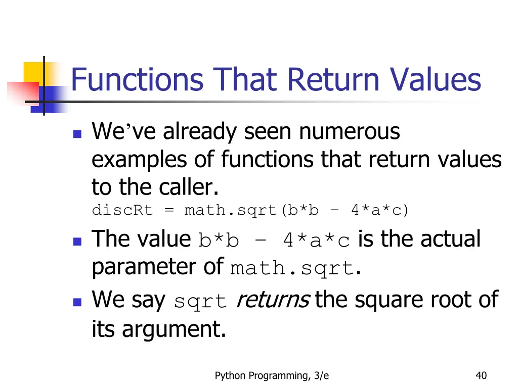 functions that return values 1