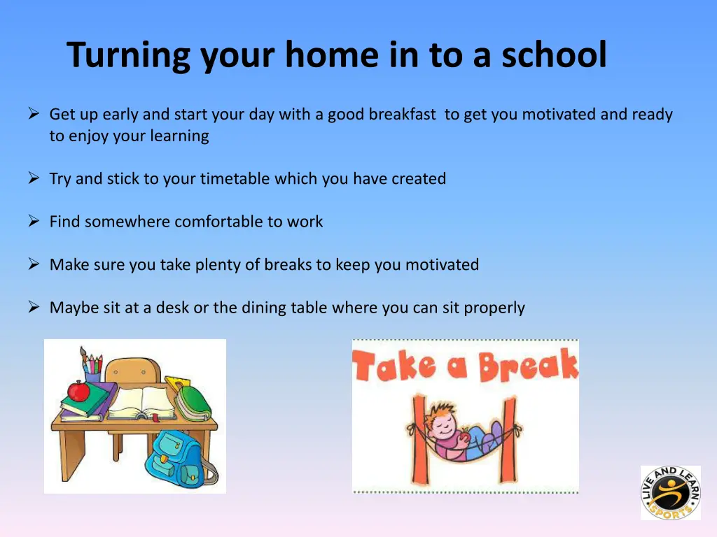 turning your home in to a school