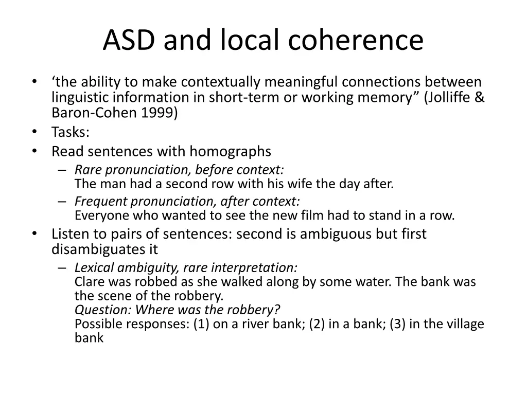 asd and local coherence