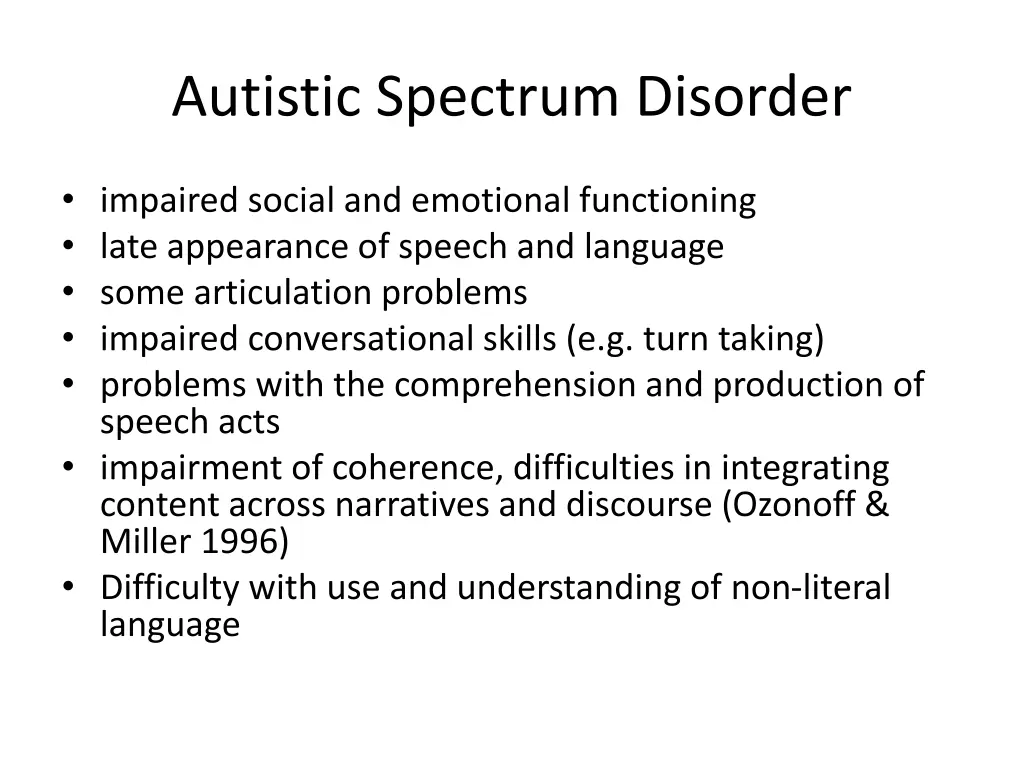 autistic spectrum disorder