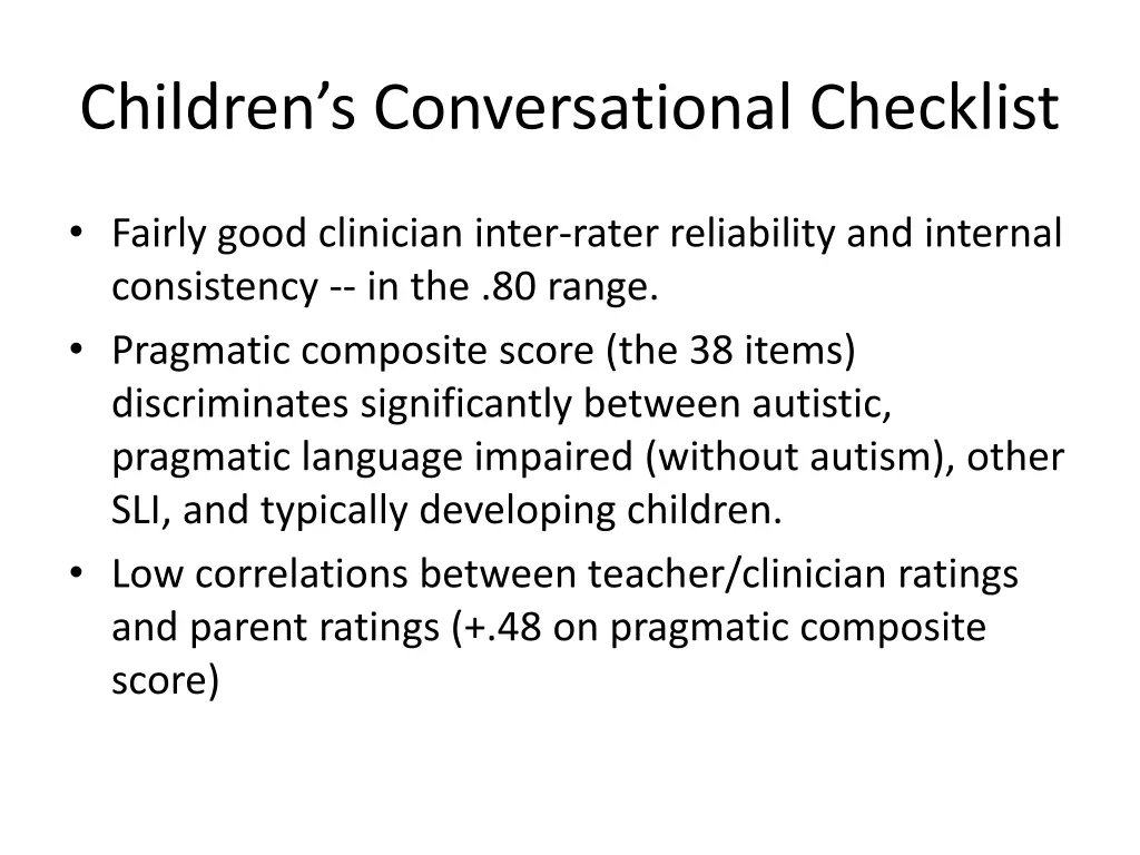 children s conversational checklist 1