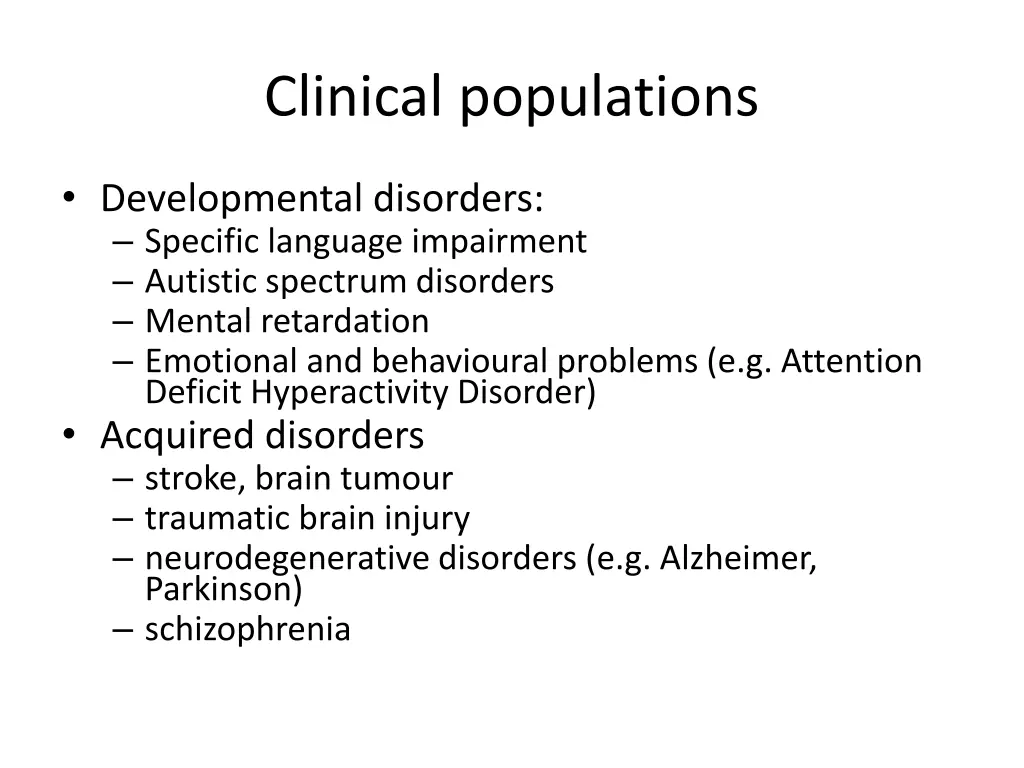 clinical populations