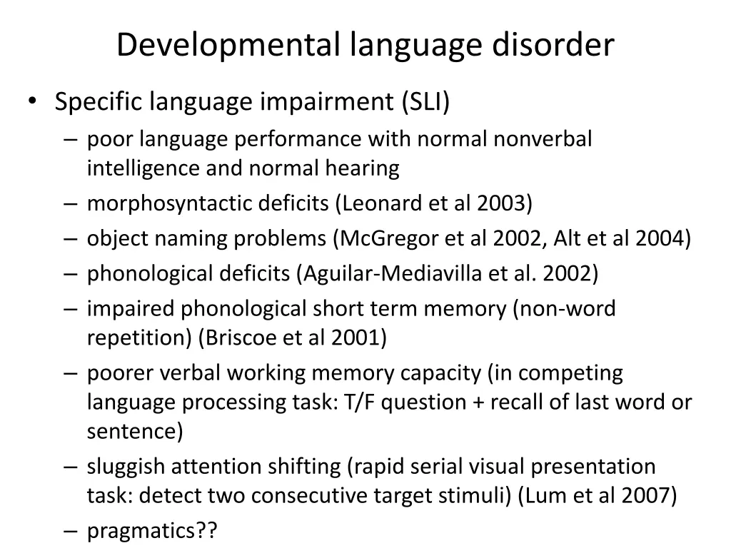 developmental language disorder