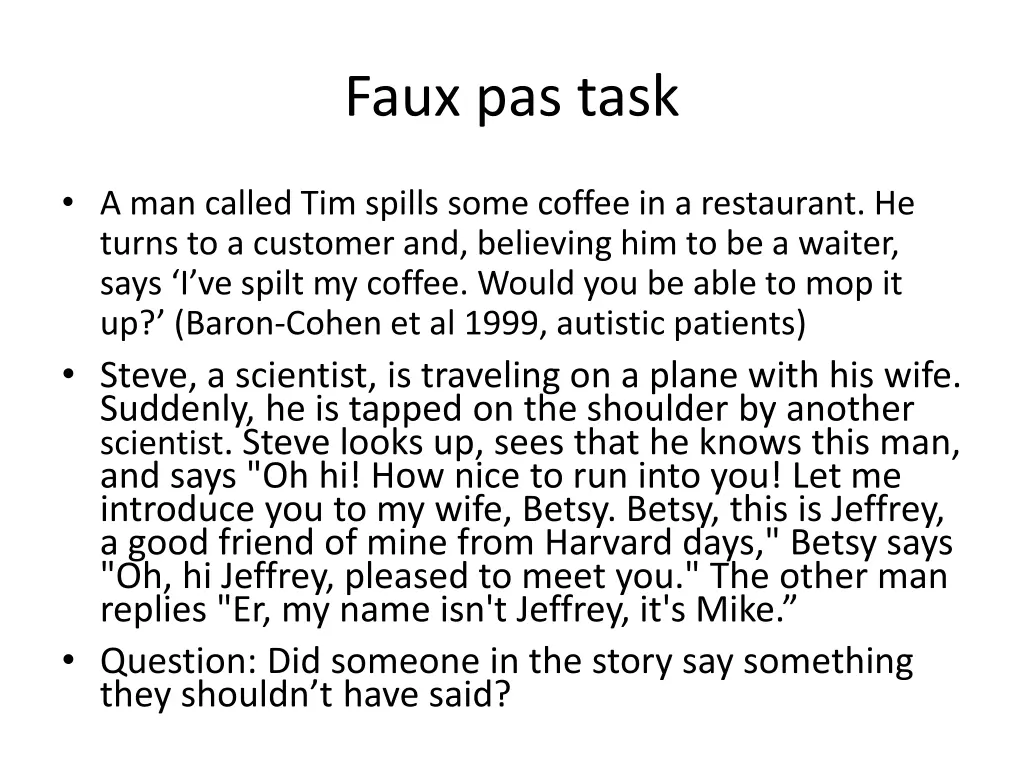 faux pas task